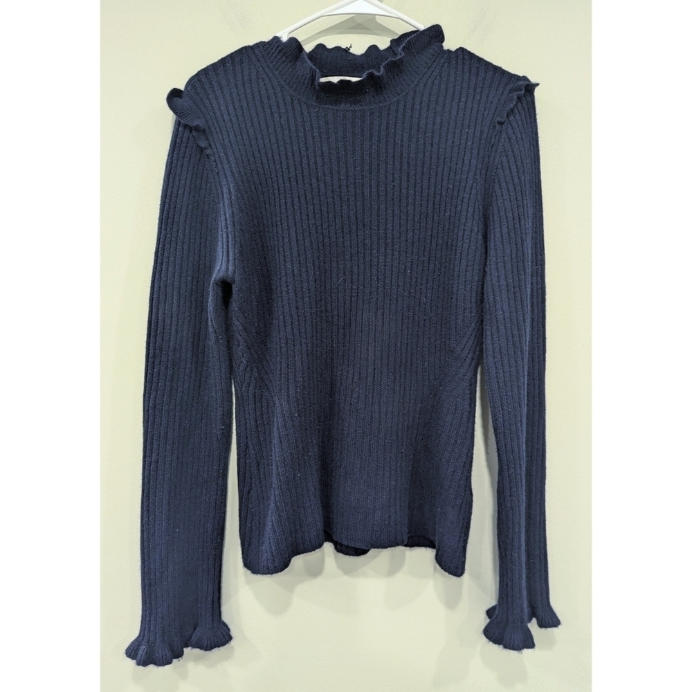Derek Lam 10 Crosby Blue 100% Cashmere Long Sleeve Sweater Size Large